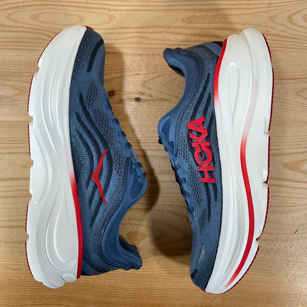 Hoka One One Bondi 9 Running Shoes Men’s 10.5 D Blue Red White 1162011 TDRC - Picture 7 of 9
